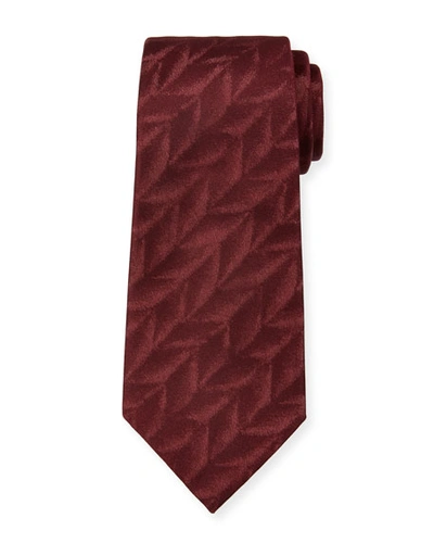 Emporio Armani 3d Feather Silk Tie In Red