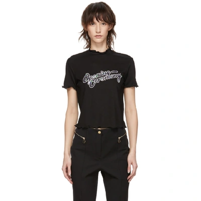 Opening Ceremony Cropped Appliquéd Ribbed Jersey T-shirt In Black