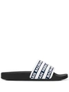 Balmain Men's Calypso Logo-printed Slide Sandals In Blue