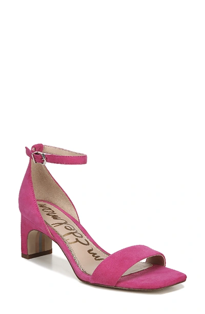 Sam Edelman Holmes Suede Ankle-strap Sandals, Magenta In Pink Peony Suede Leather