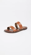 Sam Edelman Gala Leather Flat Slide Sandals In Saddle Leather