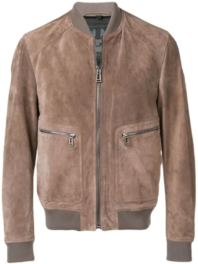Belstaff Winswell Oiled Suede Bomber Jacket In Brown | ModeSens
