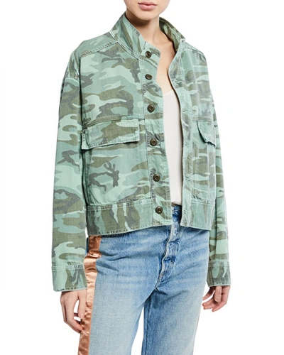 Amo Denim Army Patch Camo Jacket In Spring Camo