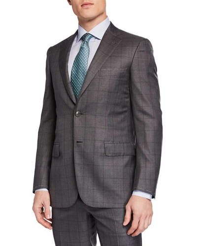 Brioni Men's Windowpane Two-piece Suit In Gray