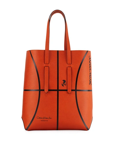 Calvin Klein 205w39nyc Men's The Catch Basketball Leather Tote Bag In Orange
