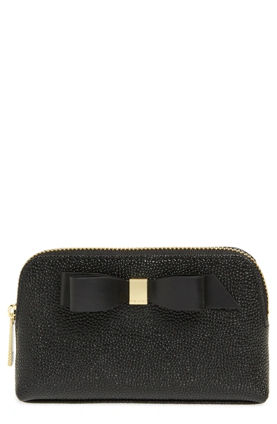 Ted Baker Emmahh Bow Small Leather Cosmetics Case In Black