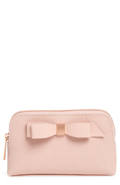 Ted Baker Emmahh Bow Small Leather Cosmetics Case In Light Pink