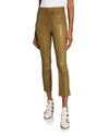 Sprwmn High-waist Flare-leg Cropped Leather Leggings In Olive