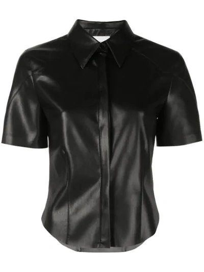 Nanushka Clare Vegan Leather Shirt In Black