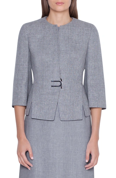 Akris Double Face Linen & Wool Jacket In Titan