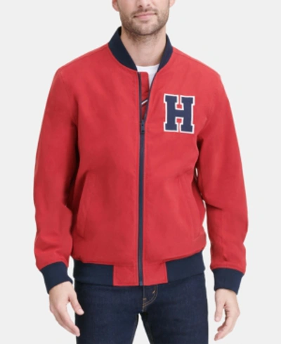 Tommy Hilfiger Men's Varsity Bomber Jacket In Medium Red