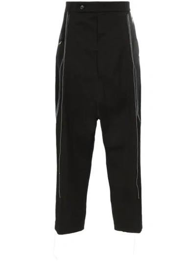 Rick Owens Thread Detail Cotton Trousers In Black