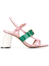 Marni Satin And Leather Block-heel Sandals In Pink