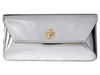 Tory Burch Kira Leather Envelope Clutch - Metallic In Mirror Metallic Silver