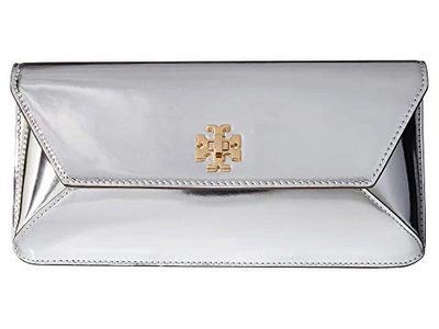 Tory Burch Kira Leather Envelope Clutch - Metallic In Mirror Metallic Silver