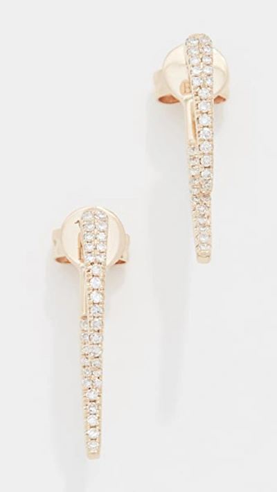 Ef Collection 14k Diamond Hook Earrings In Yellow Gold/diamond
