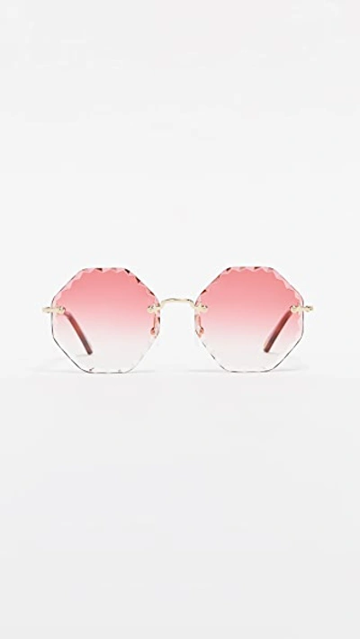 Chloé Rosie Scalloped Sunglasses In Gold/gradient Coral