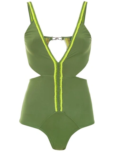 Amir Slama Swimsuit With Cut Details In Green
