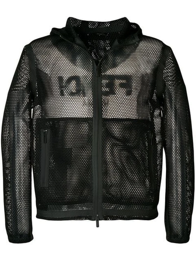 Fendi Logo Mesh Jacket In Black