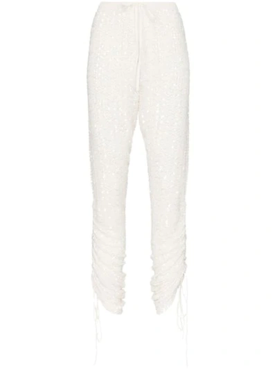 Ashish Sequin Embellished Track Pants In White