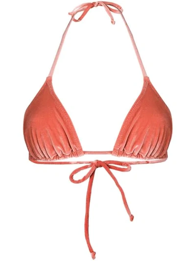 Solid & Striped Velvet Triangle Bikini Top In Pink
