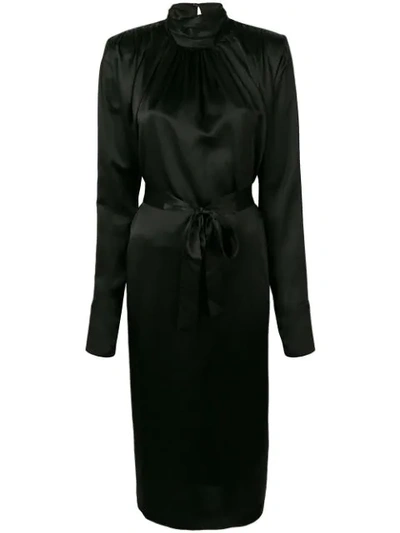 Materiel Long Sleeve Midi Dress In Black