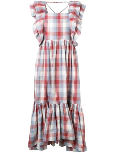 Ulla Johnson Freida Checked Midi Dress In Blue