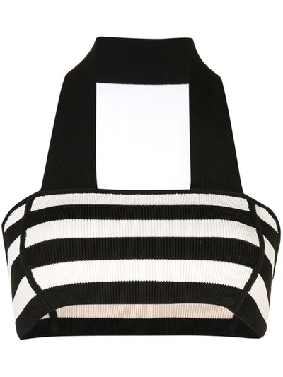 Khaite Stripe Cropped Tank Top In Black