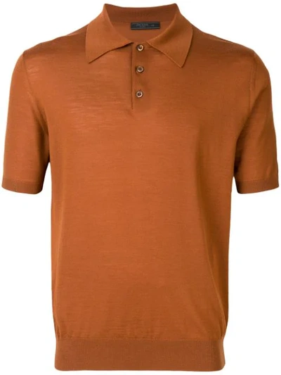 Prada Classic Polo Shirt In Brown