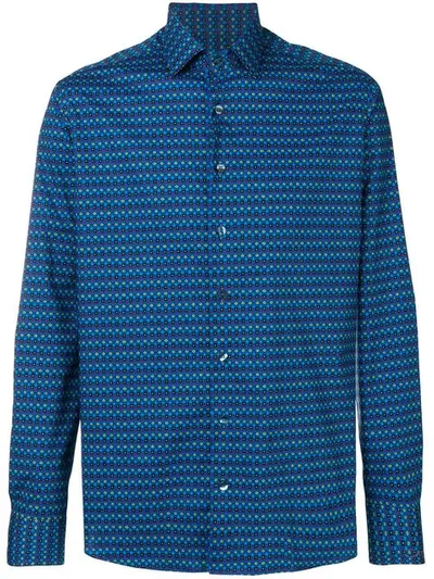 Etro Micro Printing Shirt In Blue