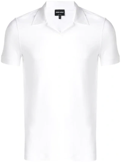 Giorgio Armani Tipped Short Sleeve Cotton Polo In White