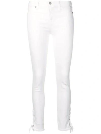 7 For All Mankind Skinny Side Tie Jeans In White