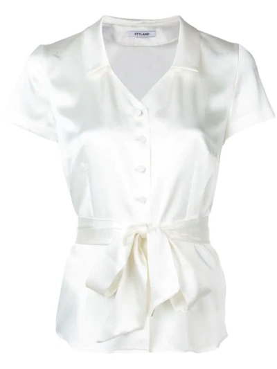 Styland Tie-waist Blouse In White
