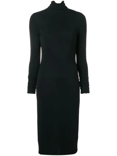 Styland Fitted Turtleneck Dress In Black