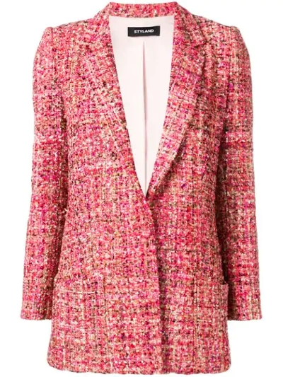 Styland Tweed Blazer In Red
