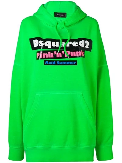 Dsquared2 Pink 'n' Punk Hoodie In Green