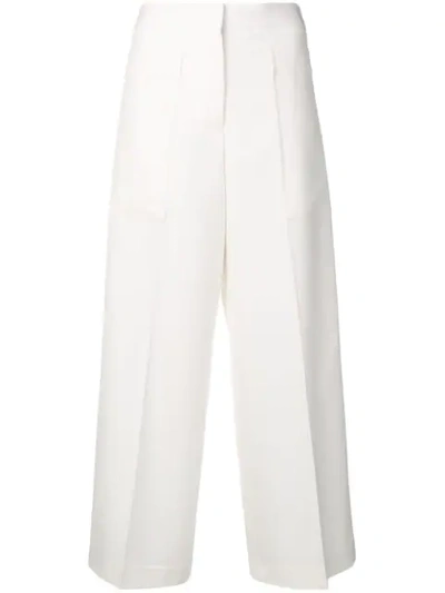 Jil Sander Cropped Wide Leg Trousers In White