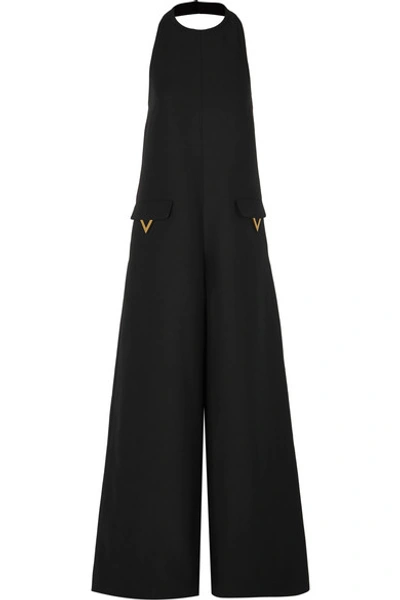 Valentino Embellished Wool And Silk-blend Jumpsuit In Black