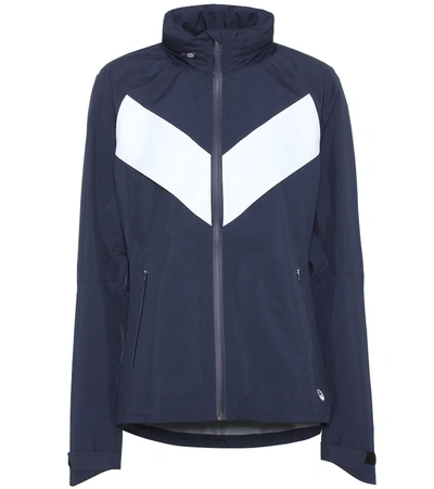 Tory Sport All-weather Run Hooded Paneled Shell Jacket In Navy