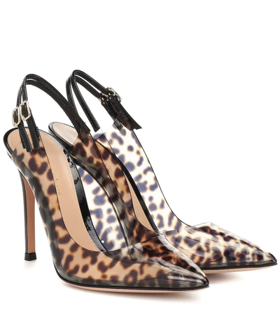 Gianvito Rossi 105 Patent Leather-trimmed Leopard-print Pvc Slingback Pumps In Leopard Print