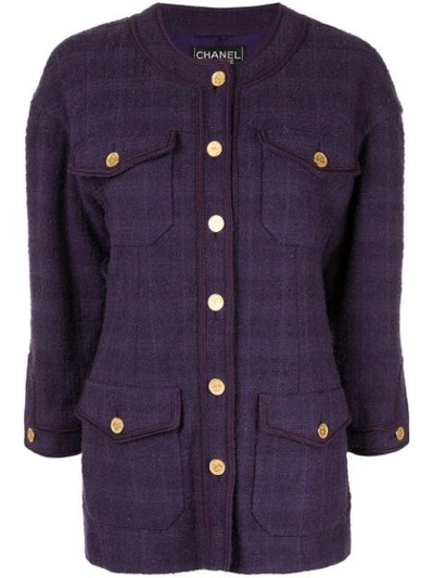 Pre-owned Chanel Long Sleeve Jacket In Purple