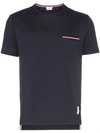 Thom Browne Short Sleeve Chest Pocket Cotton T In Blue