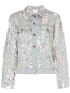 Ashish Sequin Embellished Ripped Denim Jacket In Metallic