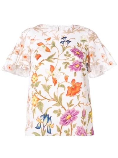 Peter Pilotto Botanical Print Blouse In White