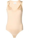 Nanushka Knot Detail Bodysuit In Neutrals