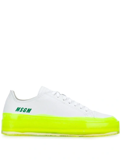 Msgm Contrast Sole Sneakers In White