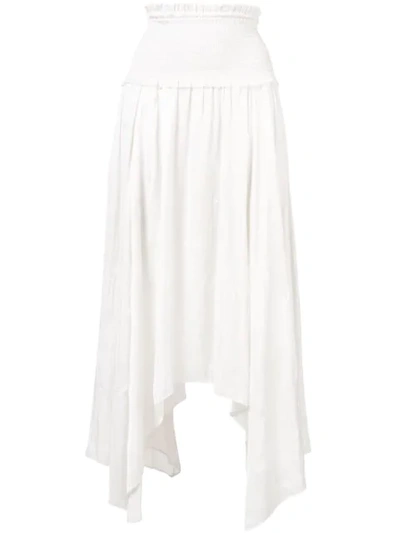 Ulla Johnson Gathered Waist Asymmetric Skirt In White