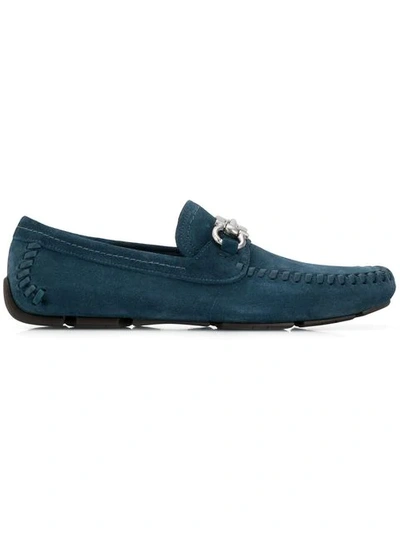 Ferragamo Gancini Driver Shoes In Blue