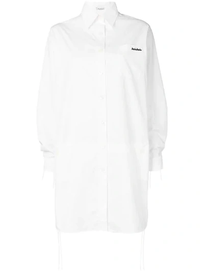 miu miu white shirt dress Miu Miu Logo Embroidered Shirt Dress In White