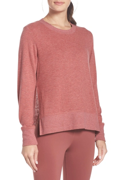 Alo Yoga 'glimpse' Long Sleeve Top In Rosewood Heather
